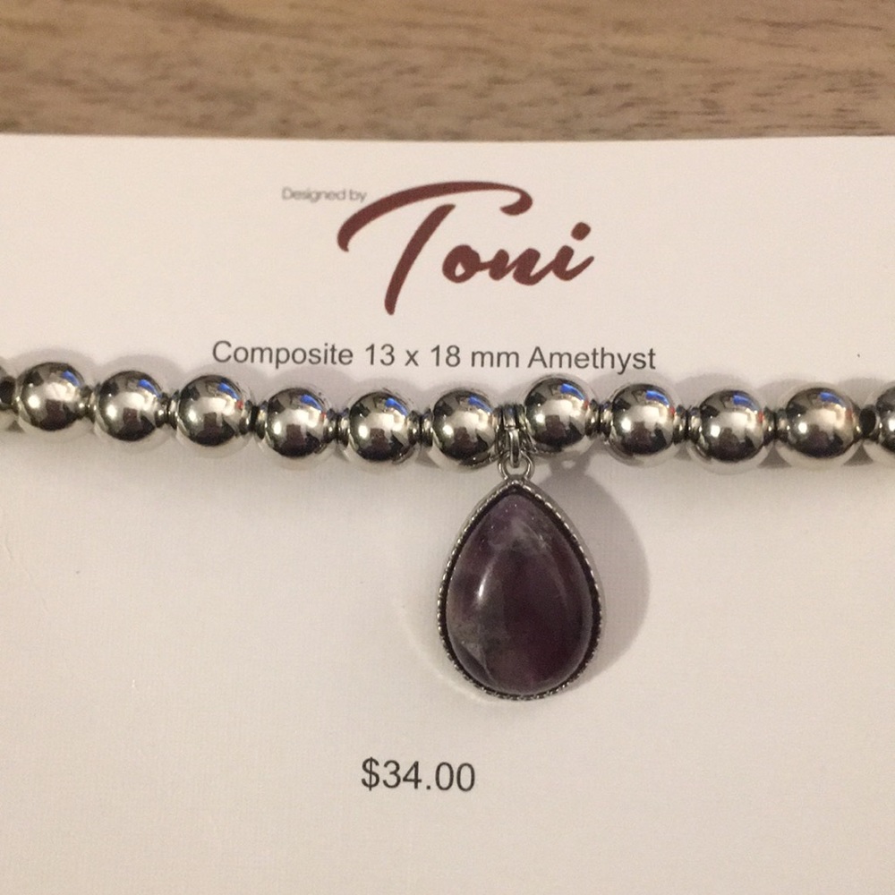 Toni Composite 13 X 18 mm Amethyst Stretch Bracelet